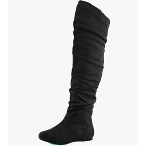 Nature Breeze Vickie Knee High Boots 7.5 Black NWT Vegan Suede Tall Prep